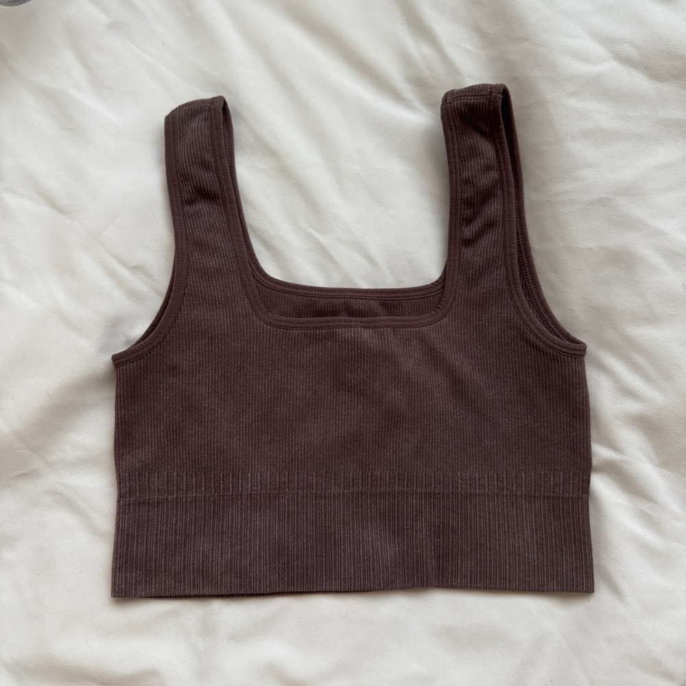 Brown Ribbed Tank Top - Picture 2 of 2